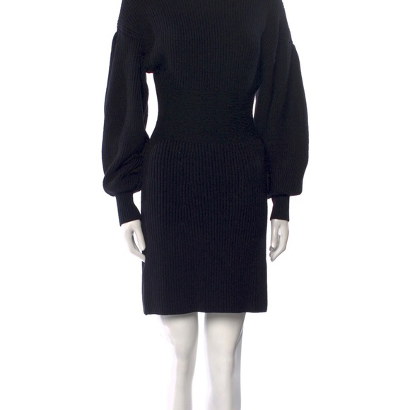 STAUD Sweater Dress Marylebone Black Knit Mini Small Fall Balloon Sleeve, Size S - Picture 5 of 11
